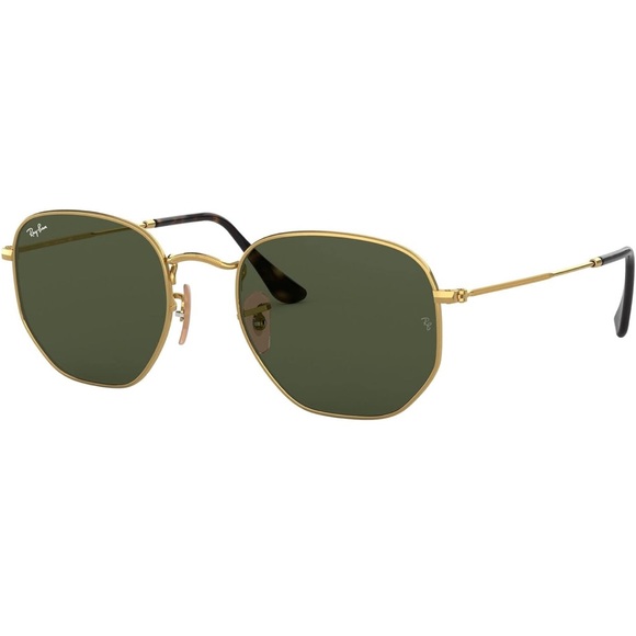 Ray-Ban RB3548N Hexagonal Flat Lens Sunglasses, Gold/G-15 Green, 51 mm - Picture 3 of 7